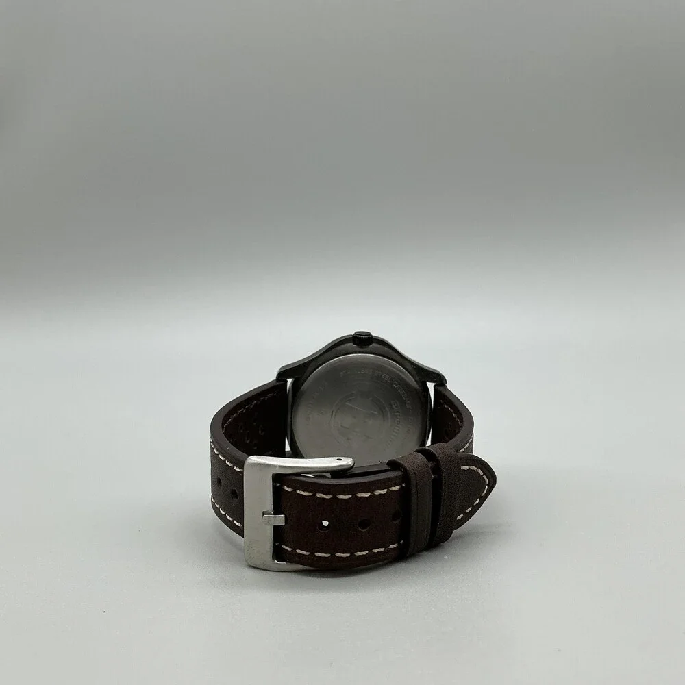 Timex Expedition Indiglo Mens Watch 40mm Gray Dial Brown Leather 50M New Battery